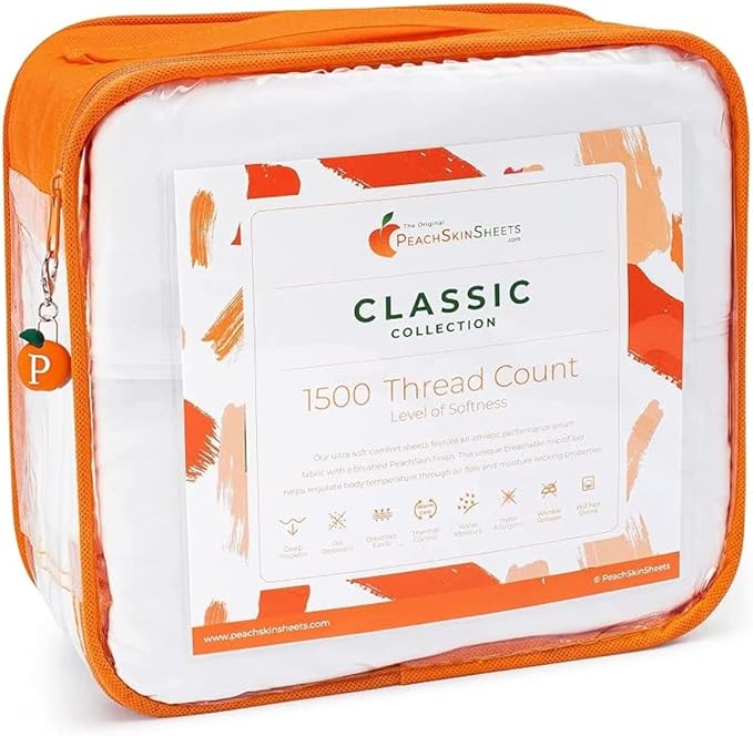 PeachSkinSheets Vanilla Bean Sheet Set - 1500tc Level of Softness - Extra Soft Cooling Sheets for Hot Sleepers and Night Sweats - California King Size