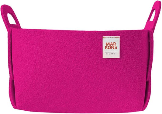 Collapsible Magentapink Felt Storage Bin Small 7.1"x5.1"x5.1" – Foldable Basket with Handles for Closet, Toy Storage, Laundry Room Organization, Decorative Storage Baskets for Shelves Storage