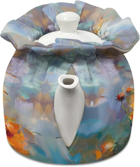 Dragonfly Floral Tea Pot Tea Kettle Decorative Cover Durable Insulated Dustproof Bag Heat-Insulating Preventing Burns Dirt-Resistant Moving Teapot Protection Set Kitchen Accessories