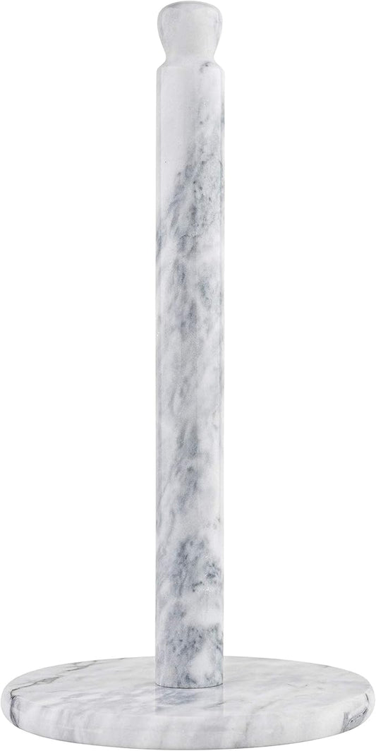 Homeries Marble Paper Towel Holder – Deluxe Upright Towel Dispenser for Kitchen Countertop, Cabinet & Bathrooms – Non Steel & Non Plastic Design – Heavy Duty, Solid Paper Towel Holder Stand (White)