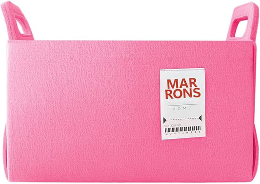 Collapsible Pink Felt Storage Bin Medium 11"x7.1"x7.1" – Foldable Basket with Handles for Closet, Toy Storage, Laundry Room Organization, Decorative Storage Bins for Shelves, Cube Storage
