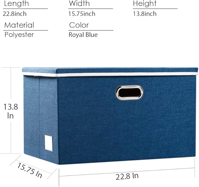 PRANDOM Extra Large Collapsible Storage Bins with Lids [3-Pack] Linen Fabric Foldable Storage Baskets Boxes Organizer Containers Cube with Cover for Bedroom Closet Office Nursery (22.8x15.75x13.8)