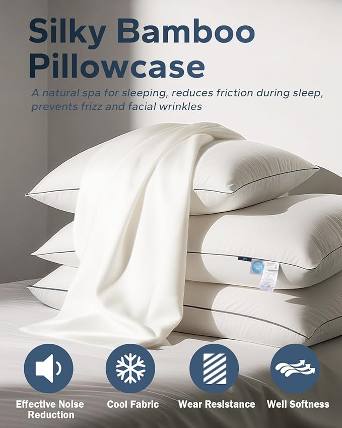 King Size White Goose Down Pillow, 800+ Fill Power Bed Pillow with Pillowcase for Luxury Hotels & Residences Supreme Support for All Sleeping Positions Bed Pillow, 1 Pack, 20x34 Inch