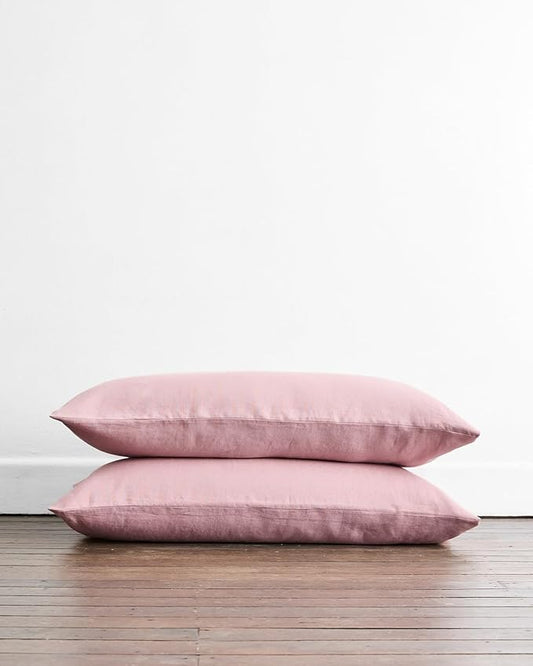 Bed Threads - Linen Pillowcases - 100% French Flax Linen - Luxury & Eco-Friendly - Breathable, Natural & Soft - Envelope Opening - Machine Washable - King Size - 40” x 20” - Set of 2 - Lavender