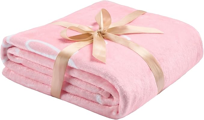Lussena Thinking of You Gifts for Women Men – Get Well Blanket 50x60 Inch, Pink Flannel Comfort Hug Blanket, Sympathy Throw for After Surgery, Chemo, Illness, Recovery