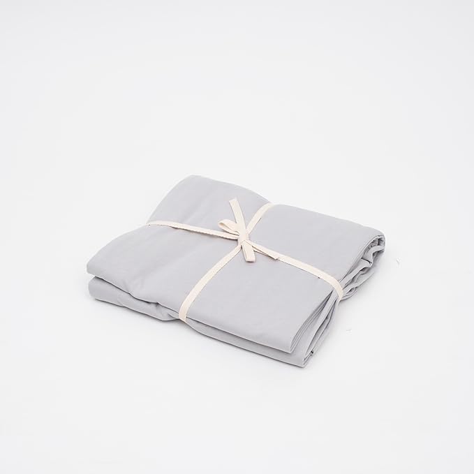 100% Cotton Flat Top Sheet Only - T-Shirt Fabric Jersey Knit - Extra Soft - Wrinkle Free - Machine Washable - Easy Fit - Breathable - Comfy (Gray, Twin XL)