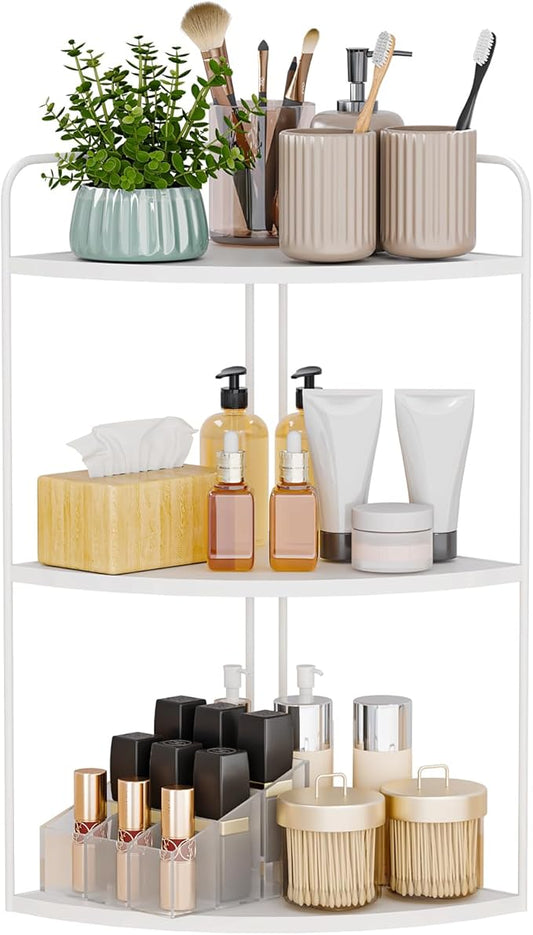Forest Angle Bathroom Counter Organizer,Countertop Organizer,Vanity Organizers,Bathroom Storage,Bathroom Sink Caddy,Counter Shelf,Corner Counter,Corner Shelves(White)