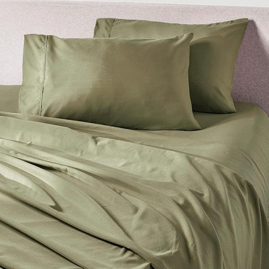 PeachSkinSheets Sage Green Sheet Set - 1500tc Level of Softness - Extra Soft Cooling Sheets for Hot Sleepers and Night Sweats - Queen Size