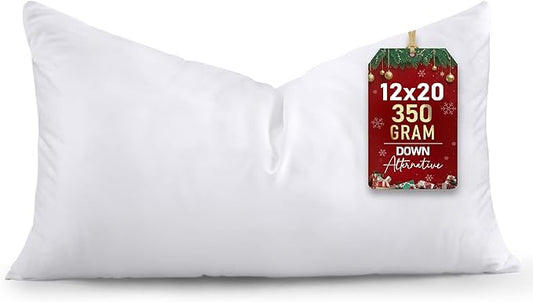 Utopia Bedding Throw Pillows (Set of 1, White) – 12 x 20 Inches Down Alternative Pillows for Bed, Sofa, and Couch - Fluffy Decorative Stuffer Pillow for Indoors & Outdoors