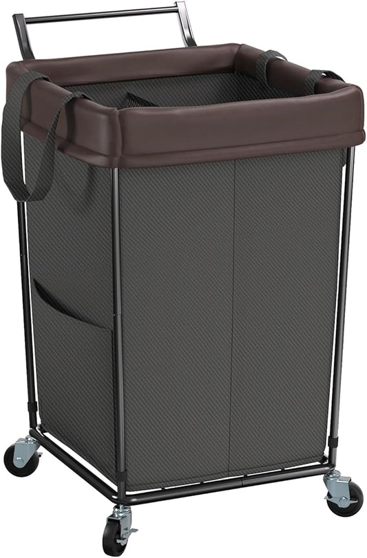 Mefirt 160L Laundry Hamper with Wheels and Handle, 2 Section Large Rolling Laundry Basket Bag with Wheels, Clothes Hamper Cart for Laundry, Bedroom, Bathroom and Dorm