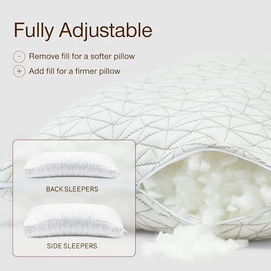 Coop Home Goods Original Crescent Adjustable Pillow, Queen Bed Pillows for Shoulder, Neck & Head Support, Crescent Foam Pillows - Medium Firm for Back & Side Sleeper, CertiPUR-US/GREENGUARD Gold