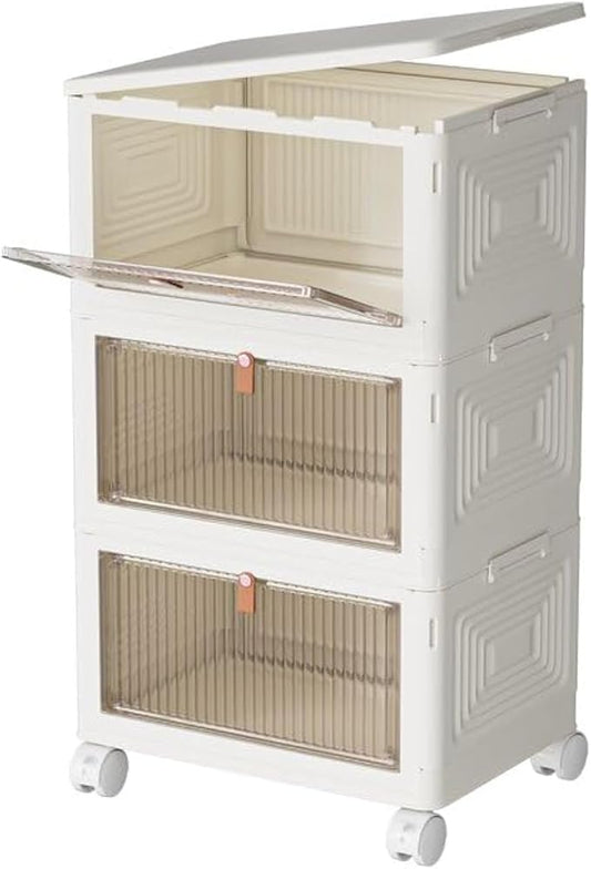 YFXCVSL 23Qt Plastic Storage Bins with Lids 3 Tier, Stackable for Storage, Boxes Lids, Containers, Multifunctional Folding Bedroom, Living Room, Study, Toy White