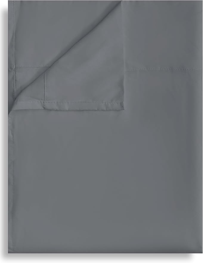 Queen Flat Sheet Only, 1 Pack Top Bed Sheets, Soft Breathable Brushed Microfiber Color-Coded Label Threads, (90"x102",Dark Gray)