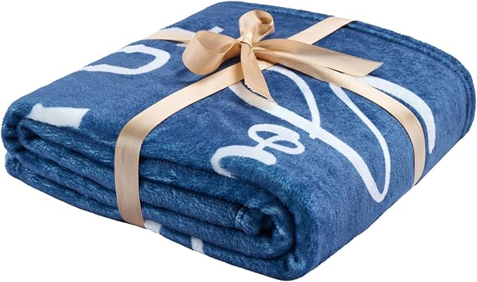 Lussena Thinking of You Gifts for Women Men – Get Well Blanket 50x60 Inch, Navy Flannel Comfort Blanket, Sympathy Throw for After Surgery, Chemo, Illness, Recovery