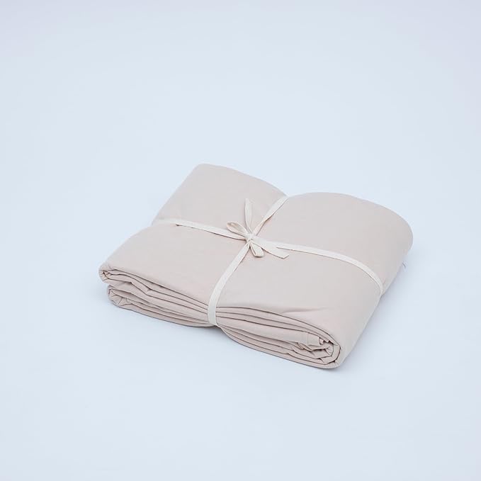 100% Cotton Flat Top Sheet Only - T-Shirt Fabric Jersey Knit - Extra Soft - Wrinkle Free - Machine Washable - Easy Fit - Breathable - Comfy (Beige, Twin XL)