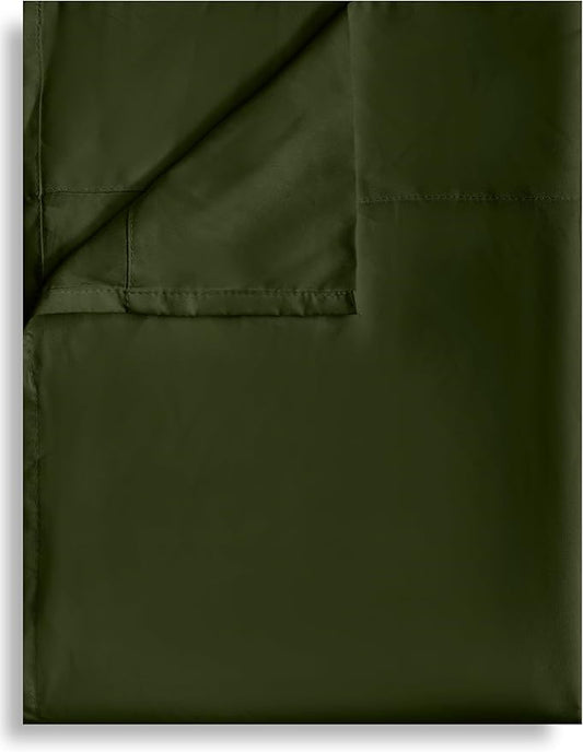Full Flat Sheet Only, 1 Pack Top Bed Sheets, Soft Breathable Brushed Microfiber Color-Coded Label Threads, (81"x96",Olive Green)