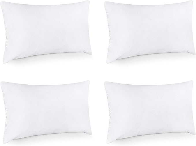 Utopia Bedding Throw Pillows (Set of 4, White) – 14 x 22 Inches Down Alternative Pillows for Bed, Sofa, and Couch - Fluffy Decorative Stuffer Pillow for Indoors & Outdoors