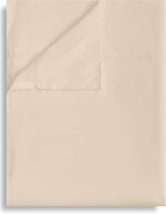 King Flat Sheet Only, 1 Pack Top Bed Sheets, Soft Breathable Brushed Microfiber Color-Coded Label Threads, (105"x102",Beige)