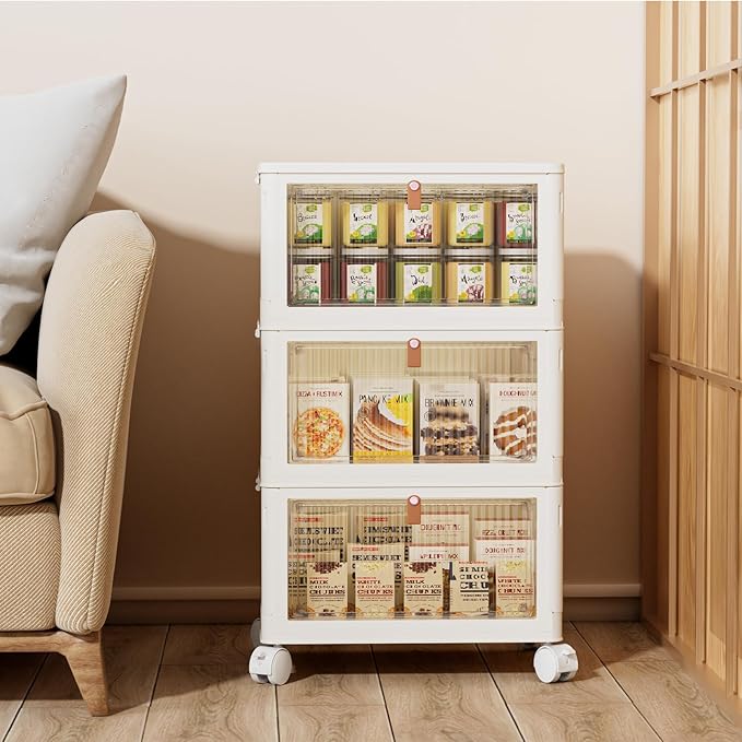 YFXCVSL 23Qt Plastic Storage Bins with Lids 3 Tier, Stackable for Storage, Boxes Lids, Containers, Multifunctional Folding Bedroom, Living Room, Study, Toy White