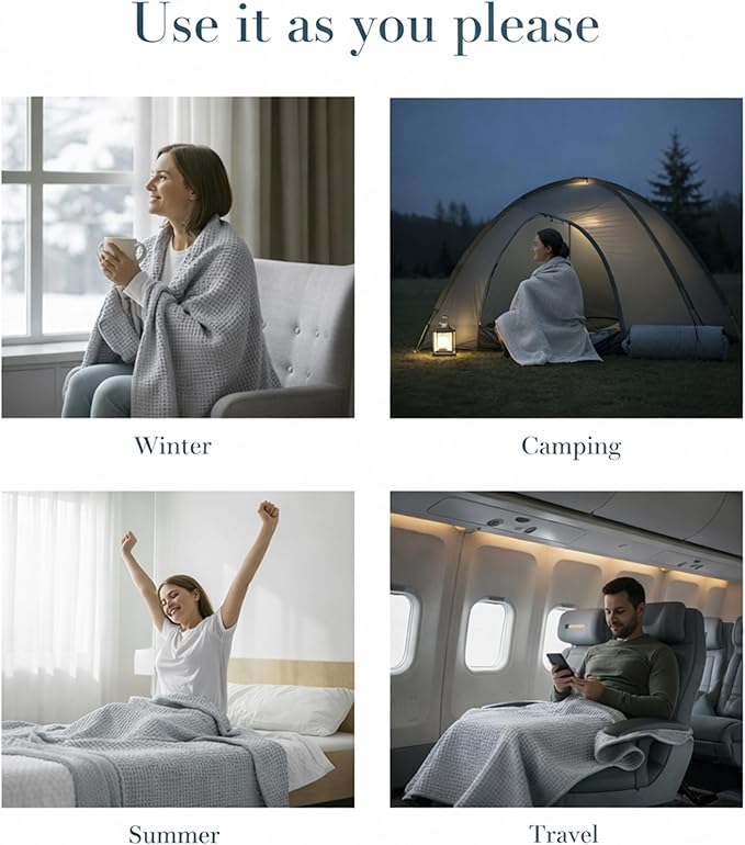 Salt Earth 100% Cotton Throw Blanket, Twin, 68"x92" Waffle Throws for Home, Bedrooms, Outdoor and Cozy Couch, Modern Bed Room Decor Blankets, Lightweight, All Season Western Blanket (Scottish Grey)