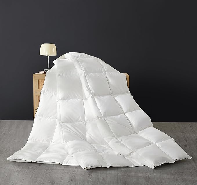 SAPHREAS Down Feathers Comforter Queen Size, All Season Duvet Insert queen, Luxury Lightweight Bedding Comforters with 8 Corner Loops, White 90x90"