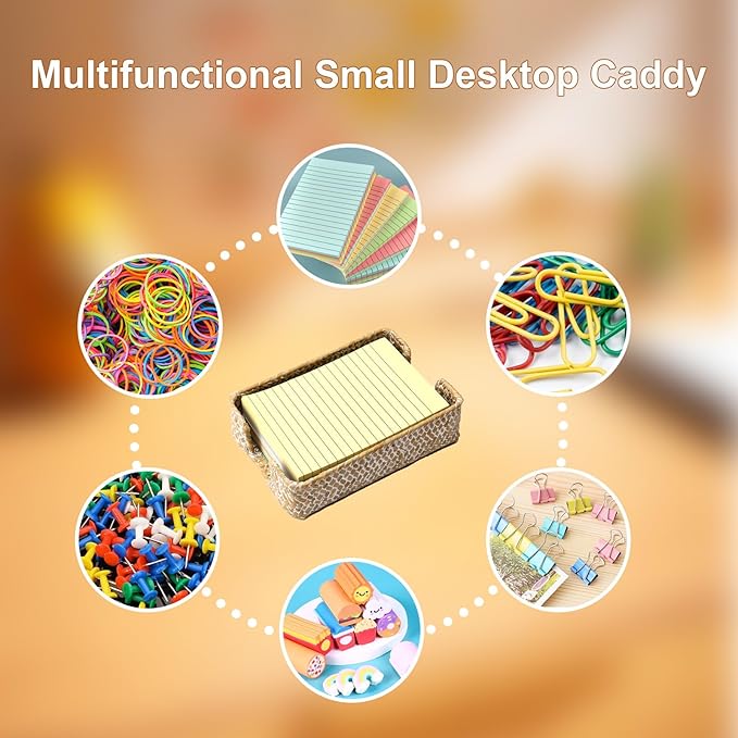 Shonmogar 4 x 6 Inch Sticky Note Holder,Seagrass Post It Note Dispenser,Woven Sticky Note Dispenser,Farmhouse Style Post It Holder for Home Office Desk Decor,Whitewash