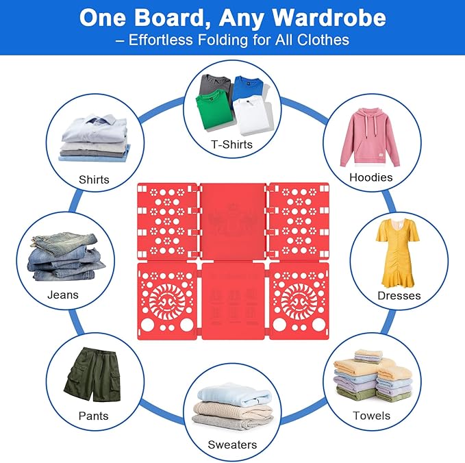 BoxLegend Shirt Folder Board Tshirt Clothes Folder Folding Board Durable Laundry Helper Liner Sorter, Red