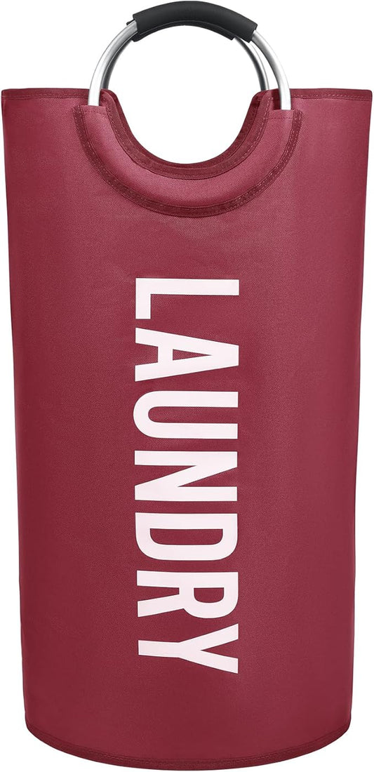 Miss Promation 90L Large Laundry Basket，Collapsible Laundry Basket Easy Storage，Waterproof Laundry Hamper，Clothes Hamper Stands Up Well (Red, M)