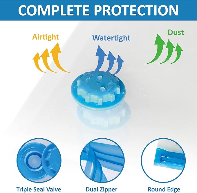 12 Space Saver Vacuum Storage Bags, Vacuum Sealed Storage Bags (3 Jumbo/3 Large/3 Medium/3 Small) with Hand Pump, Vacuum Seal Bags for Clothing, Comforters, Pillows, Towel, Blanket Storage, Bedding