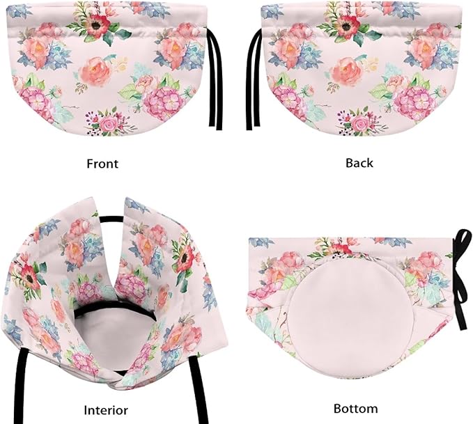 Generic Playful Rosebud Pattern Tea Pot Tea Kettle Decorative Cover Insulated Dust Bag Drawstring Tea Kettle Covers Teacup Covers Insulated Drop-Proof Shock-Proof Decoration