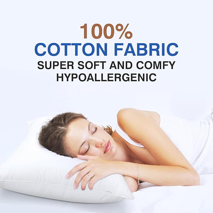 zibroges Feather Pillows King Size Set of 2 - Goose Down Hotel Bed Pillow for Sleeping, Soft 600 Thread Count Cotton Cover, Fluffy Support Surround Fill Polyester for Side, Back, Stomach Sleepers