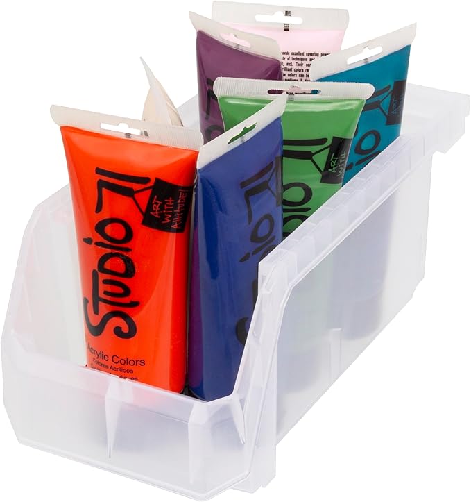 ReadySpace Plastic Containers for Organizing and Storage Bins for Closet, Kitchen, Office, Garage or Pantry Organization, Stackable Bins, Medium (11" x 5" x 5.5"), 8-Pack, Clear