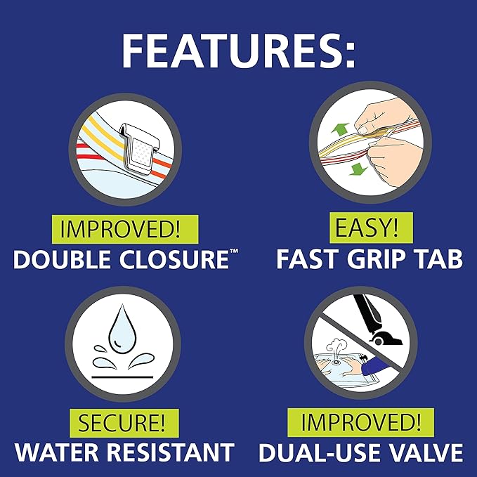 Hefty Shrink-Pak Vacuum Storage Bags - Space Saver for Under Bed Storage, Clothing and Comforters, Odor Resistant, 3X More Storage Space - 3 XL Cubes Bags