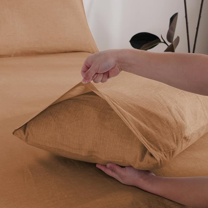 100% French Linen Pillowcase Set of 2, Breathable Envelope Closure Soft Linen Pillow Cover,Soft Luxury Hotel & Home Use, Gift