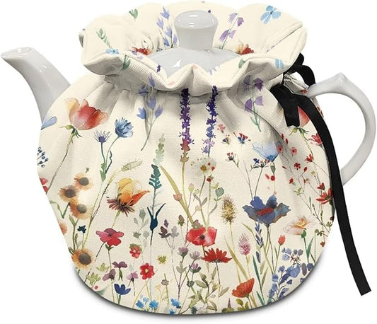 Generic Playful Floral Tea Pot Cozies Shock and Drop Protection for Teapots Tea Kettle Cover Tea Pot Sleeve Kitchen Home Decorative Tea Pots Cozy with Insulation Pad Keep Breakfasts