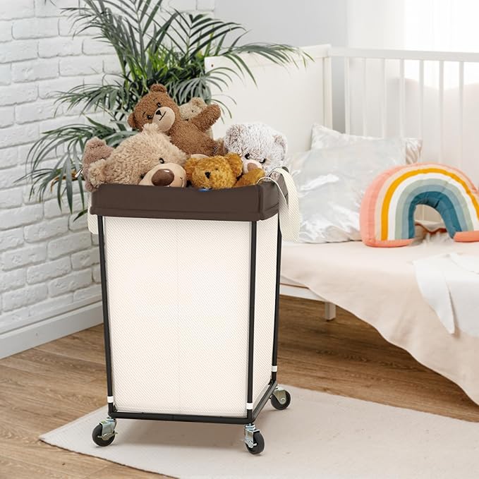 Mefirt 160L Laundry Basket with Wheels, 2 Section Large Rolling Laundry Hamper Bag with Wheels, Clothes Hamper Cart for Laundry, Bedroom, Bathroom and Dorm