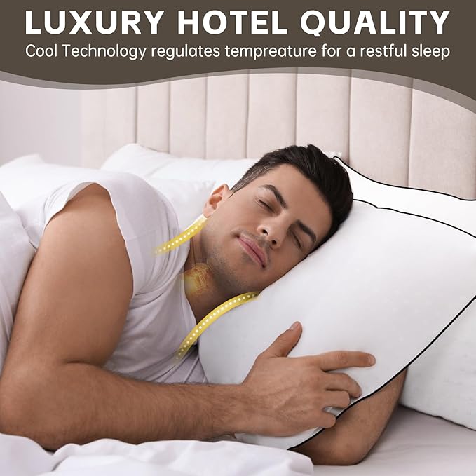 HIMOON Bed Pillows for Sleeping 4 Pack,Queen Size Cooling Pillows Set of 4,Top-end Microfiber Cover for Side Stomach Back Sleepers