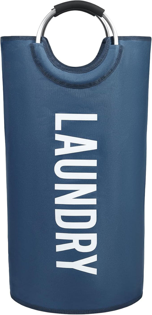 Miss Promation 90L Large Laundry Basket，Collapsible Laundry Basket Easy Storage，Waterproof Laundry Hamper，Clothes Hamper Stands Up Well (Blue, M)