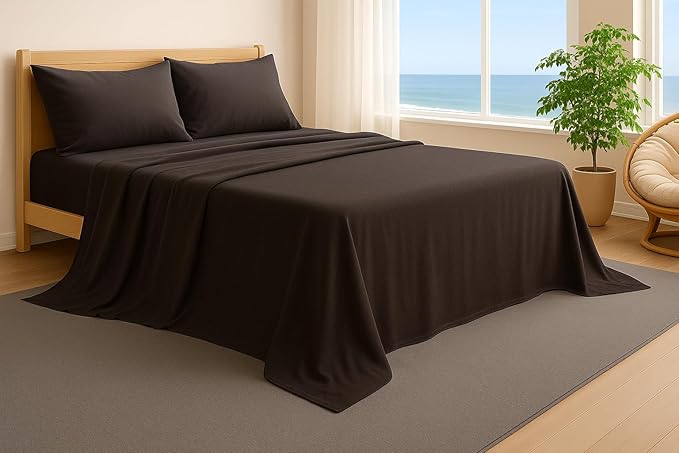 100% Cotton Flat Top Sheet Only - T-Shirt Fabric Jersey Knit - Extra Soft - Wrinkle Free - Machine Washable - Easy Fit - Breathable - Comfy (Anthracite, Twin XL)