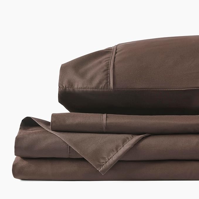 PeachSkinSheets Chocolate Sheet Set - 1500tc Level of Softness - Extra Soft Cooling Sheets for Hot Sleepers and Night Sweats - XL Twin Size