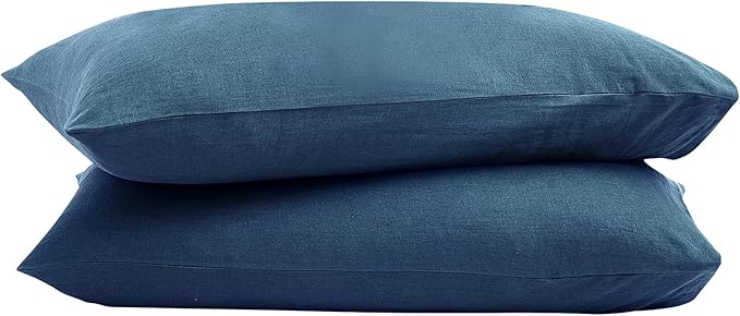100% French Linen Pillowcase Set of 2, Breathable Envelope Closure Soft Linen Pillow Cover,Soft Luxury Hotel & Home Use, Gift