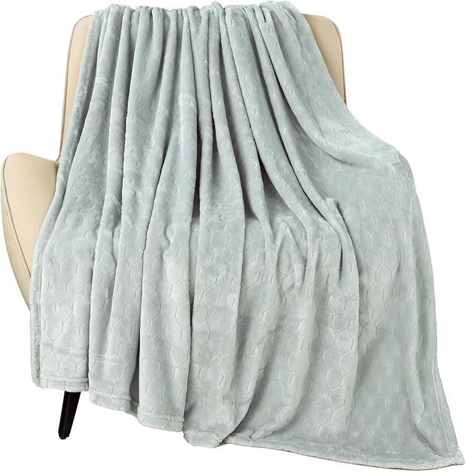 TOONOW Fleece Blanket Textured Fuzzy Plush Throw Blanket Twin Size 60" x 80", Super Soft Fluffy Bed Blanket Geometric Pattern Comfy Microfiber Flannel Blankets for Couch, Bed, Sofa, Mirage Gray