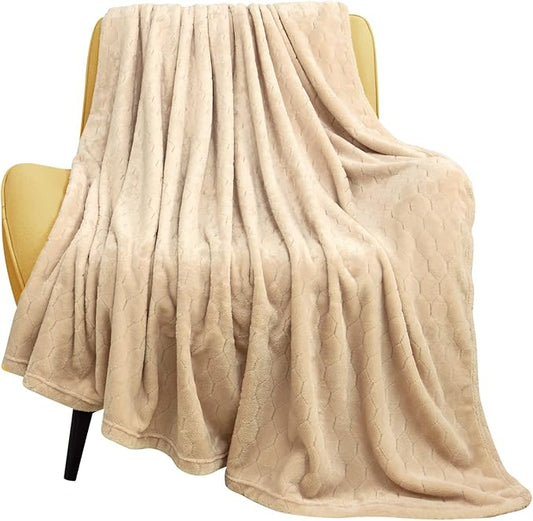 TOONOW Fleece Blanket Super Soft Cozy Throw Blanket 50" x 60", Lightweight Fuzzy Comfy Textured Flannel Blanket Warm Plush Throw Blankets for Couch, Sofa, Bed, Apricot