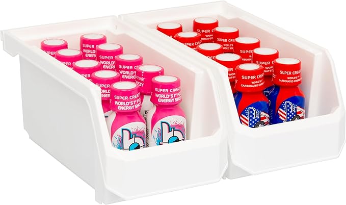 ReadySpace Plastic Containers for Organizing and Storage Bins for Closet, Kitchen, Office, Garage or Pantry Organization, Stackable Bins, Medium (11" x 5" x 5.5"), 8-Pack, White