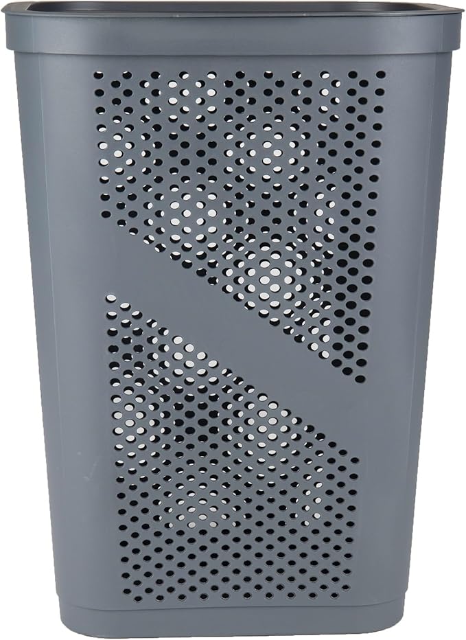 Mind Reader 60L Slim Laundry Hamper, Clothes Basket, Lid, Ventilated, Plastic, Set of 2, Gray