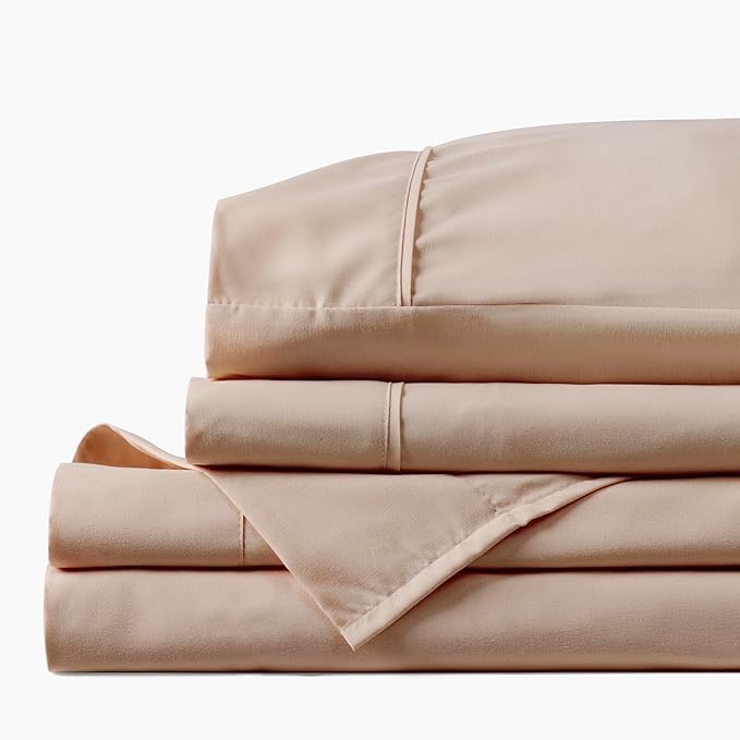 PeachSkinSheets Toasted Marshmallow Sheet Set - 1500tc Level of Softness - Extra Soft Cooling Sheets for Hot Sleepers and Night Sweats - Queen Size
