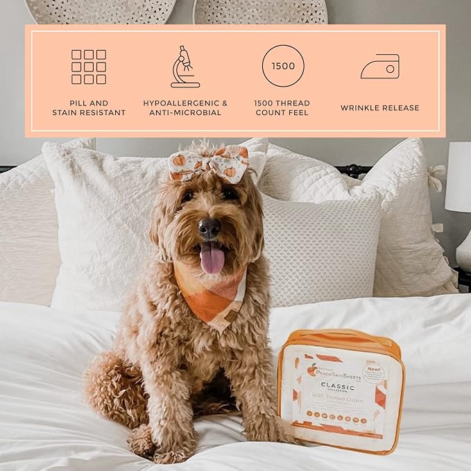 PeachSkinSheets Vanilla Bean Sheet Set - 1500tc Level of Softness - Extra Soft Cooling Sheets for Hot Sleepers and Night Sweats - Split Head King Size (36" Split)