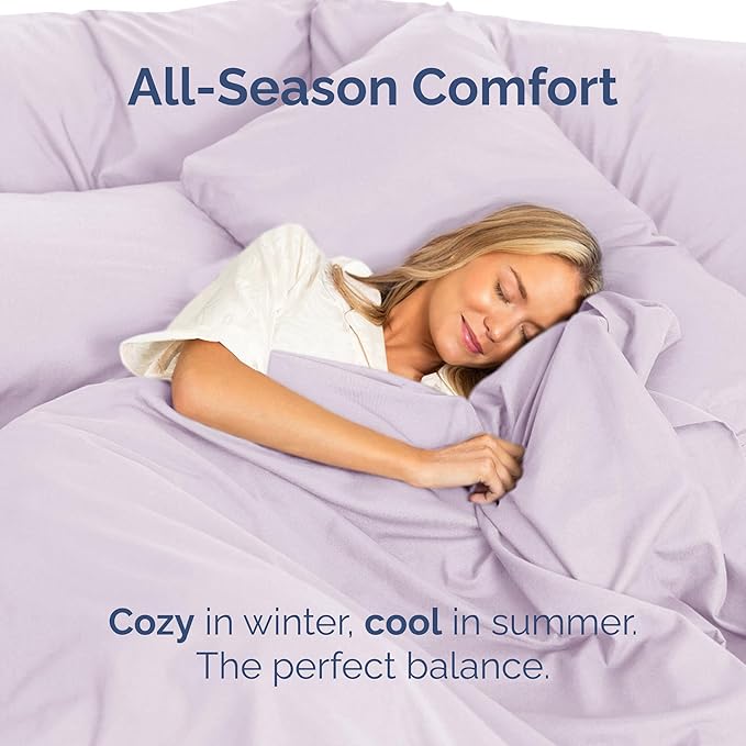 King Size Flat Sheet - Hotel Quality Top Flat Bed Sheet Only - Ultra-Soft, Comfy, Breathable & Cooling - Fade & Wrinkle Free - Easy-Care, Stain & Shrink Resistant Bedding - Oeko-Tex - Light Lavender