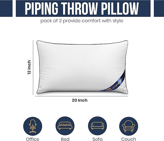 Utopia Bedding Throw Pillow Inserts (Pack of 4, White), 12 x 20 Inches Decorative Indoor Pillows for Sofa, Bed, Couch, Cushion Sham Stuffer