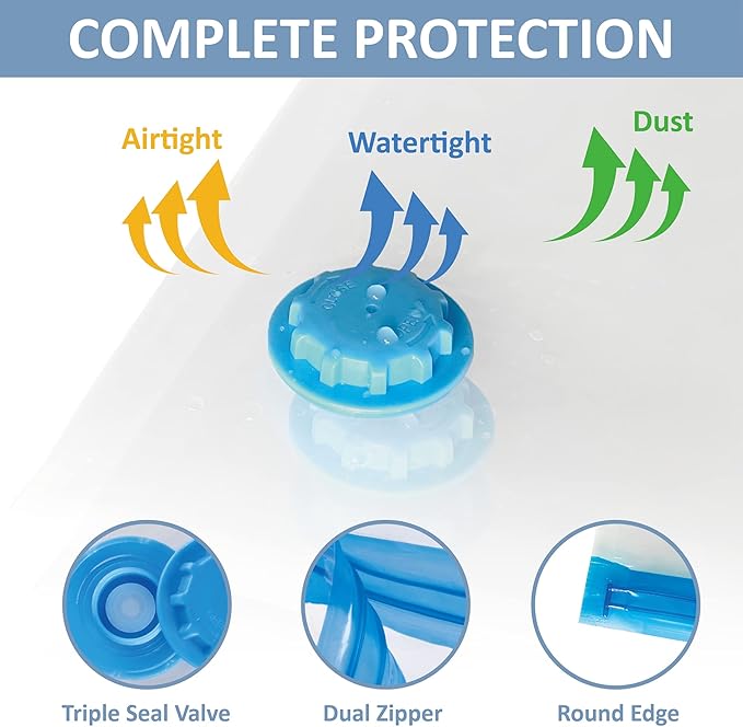 15 Pack Vacuum Storage Bags with Hand Pump, 80% Space Saver Vacuum Seal Storage Bags for Clothing, Travel Lugggage, Blankets, Comforters